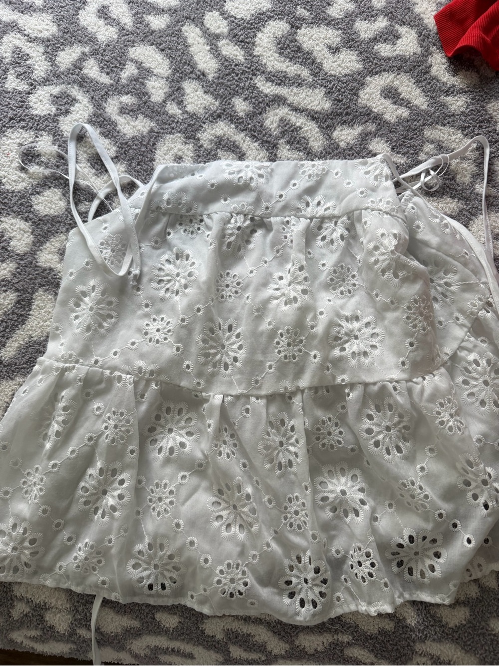 mi ami White Eyelet Spaghetti Strap Top